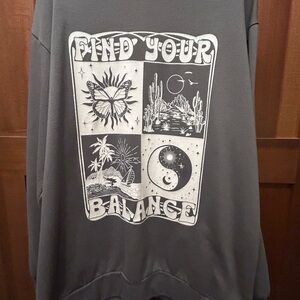 Gray Graphic Sweatshirt with Find Your Balance Design